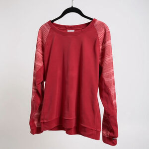 Columbia Fleece Pullover with Logo on Arm Striped arms Solid Body in Rust